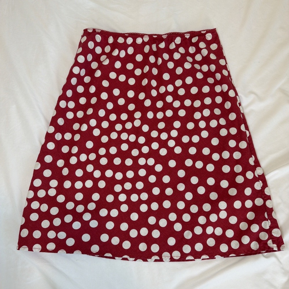 Vintage Gap Red White Polka Dot Skirt Women's Small Linen Blend